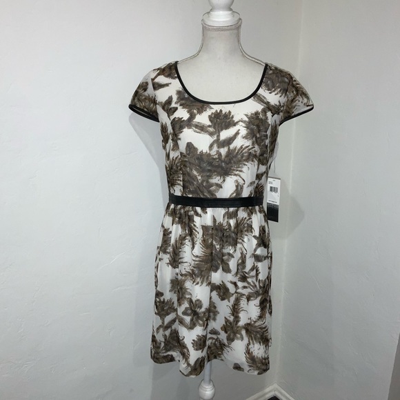 Kensie Dresses & Skirts - 📁NWT Kensie Birch Print Dress Faux lthr trim L